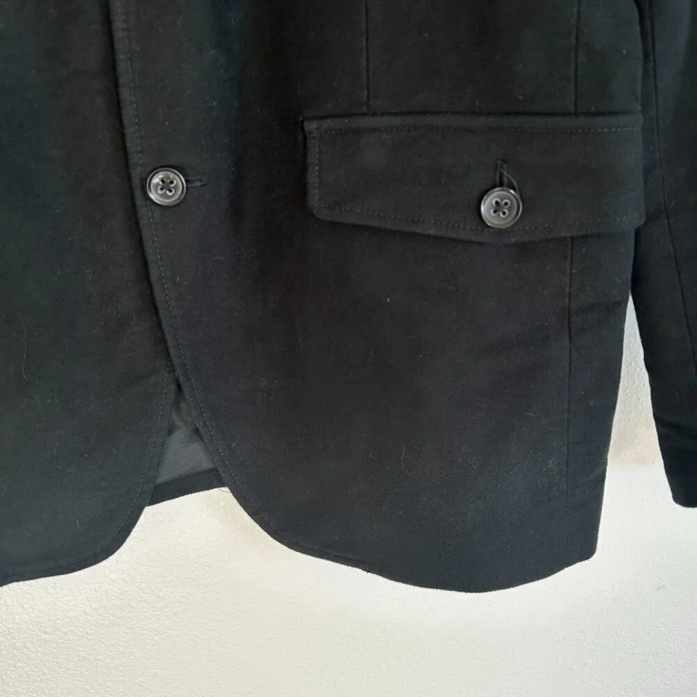 Banana Republic Jacket Black Military Overcoat 3 Button Closure Cotton